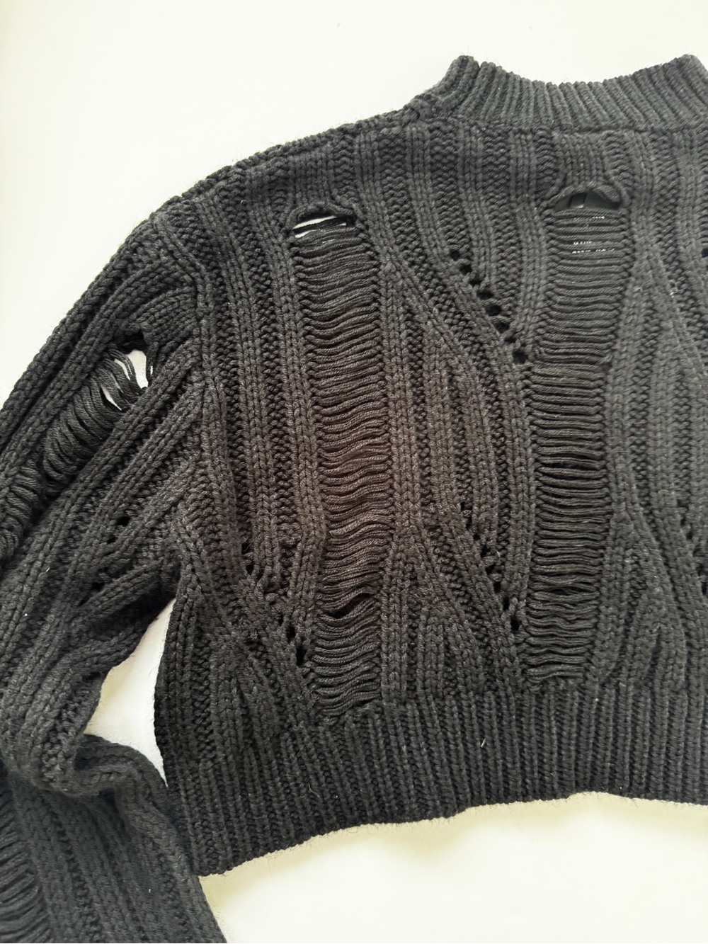 Killstar Ghastmark Disturbia Nemesis Sweater Distressed Cropped Cable Knit Sz M - Picture 14 of 16